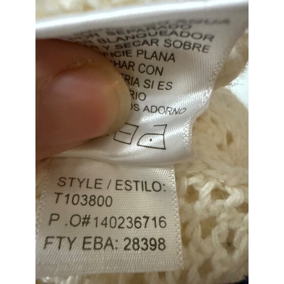 Sag Harbor Cardigan Womens Size Large Ivory Open Front Loose Knit Casual Top - Picture 8 of 8